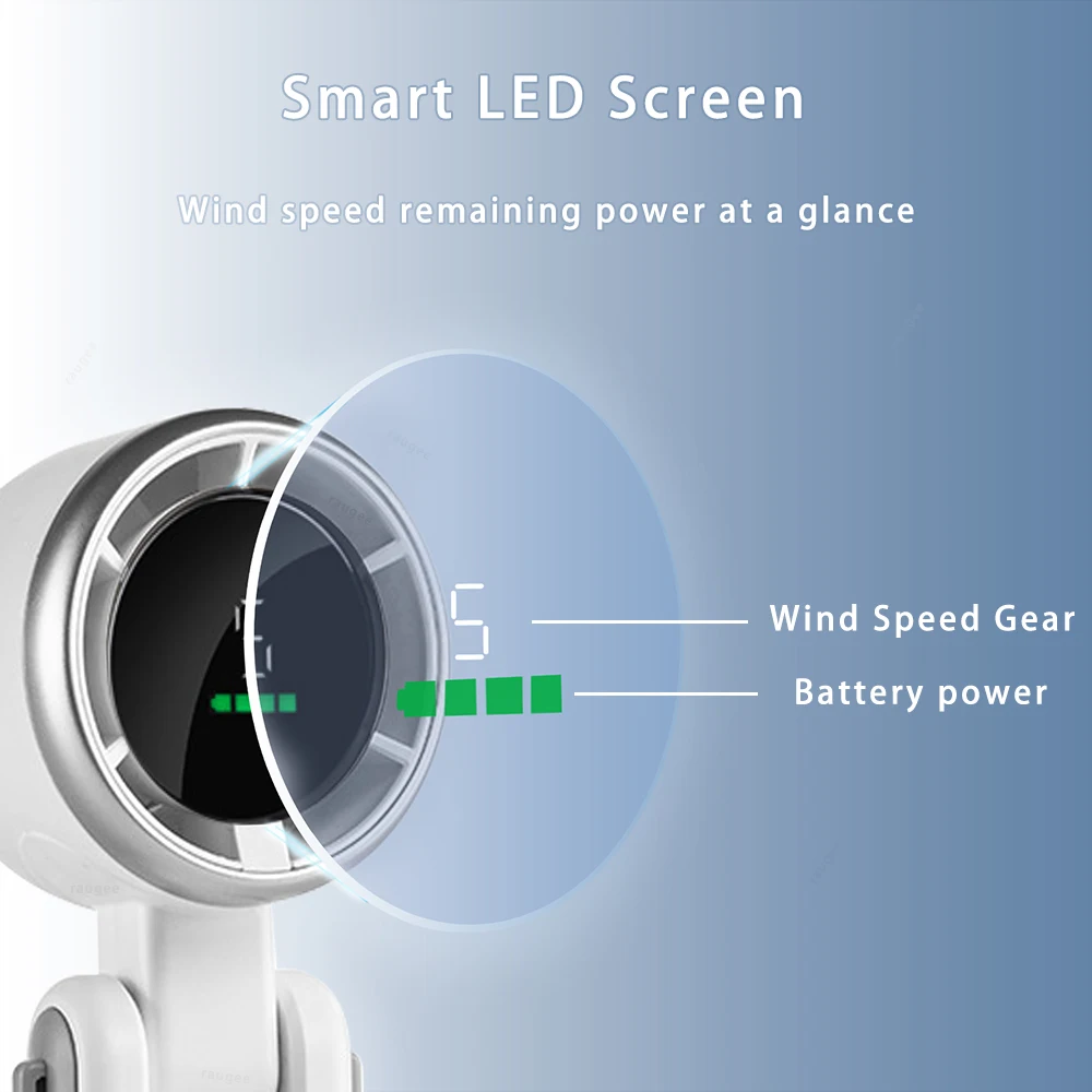 Portable Mini Fan 3600mAh Rechargeable Battery USB Fan Foldable Handheld Fan Turbo Bladeless Small Pocket Fan 5 Gear for Outdoor 4
