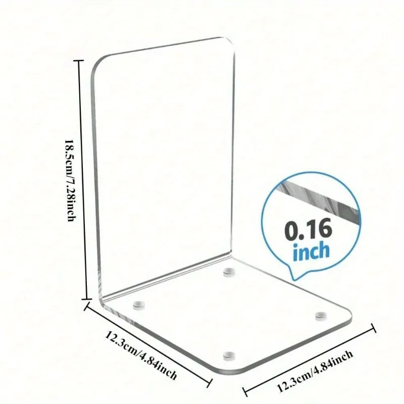 Clear Acrylic Bookends for Shelves Desktop Organizer Non-Slip Decorative Holder Perfect Storage Solution for Holiday Gifts