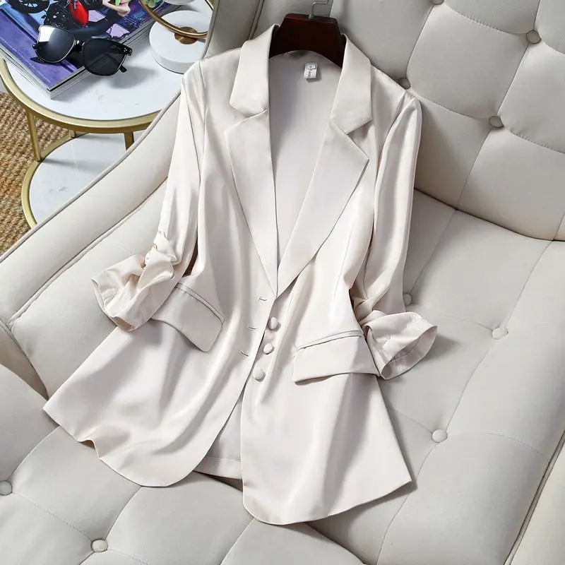 Women Blazer Korean Version Commuting Thin Casual Drape Sunscreen Professional Suit Large and Thin make someone look slimmer