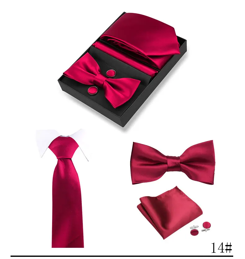 Hochwertige handgefertigte Krawatten, Fliege, Einstecktücher, Manschettenknopf-Set, kariertes gestreiftes Krawatten-Set in Geschenkbox für Männer, passend für die Hochzeit am Arbeitsplatz – Detail 18