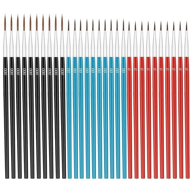 30x/세트 3가지 크기의 고급 페인트 브러시 0 00 000 작은 디테일 페인팅 브러쉬 페인팅용 소형 라이너 팁 페인트 브러시