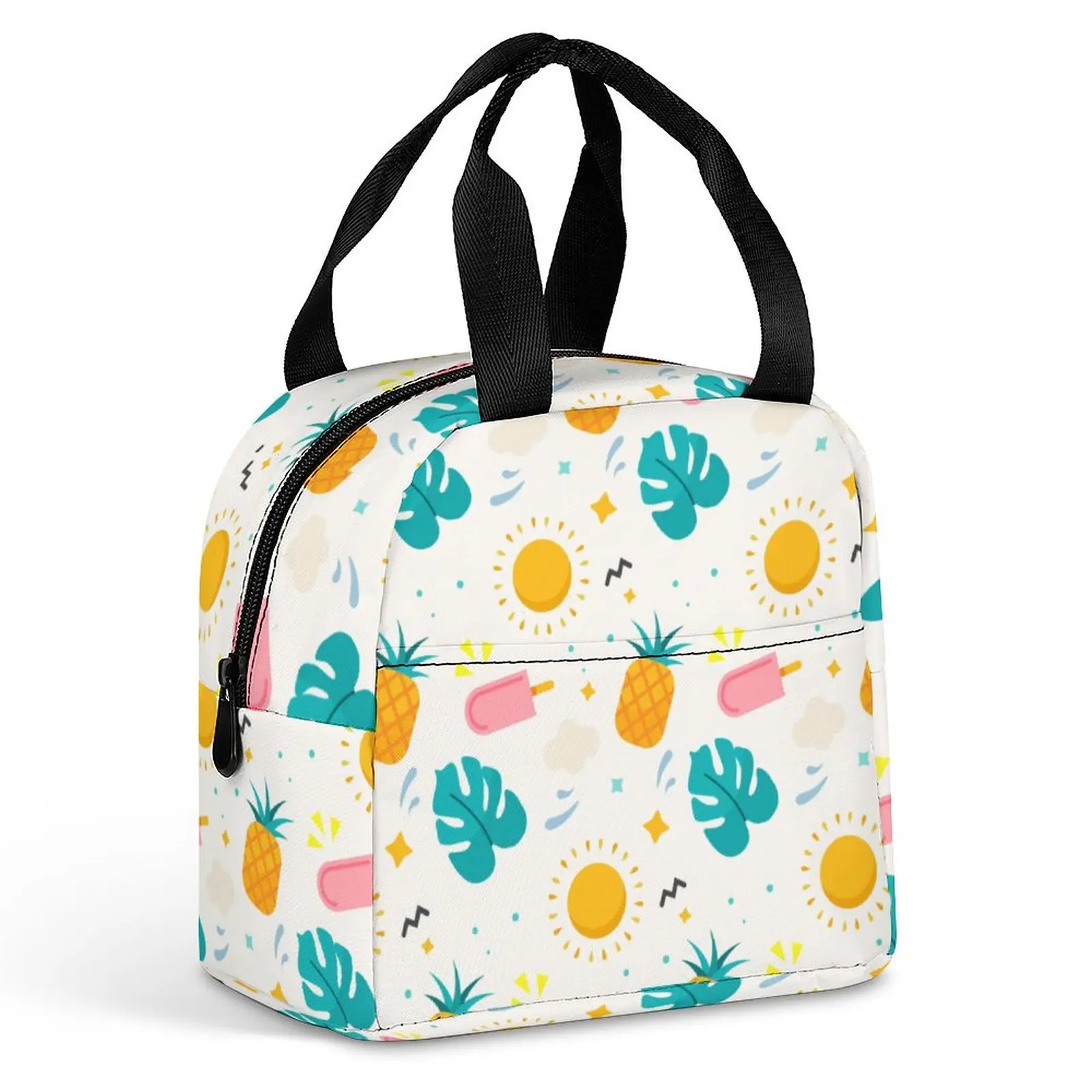 Custom Pattern Tote Lunch Bags for Women Summer Heat Print Portable Meal Bag Picnic Travel Breakfast Box Office Work School