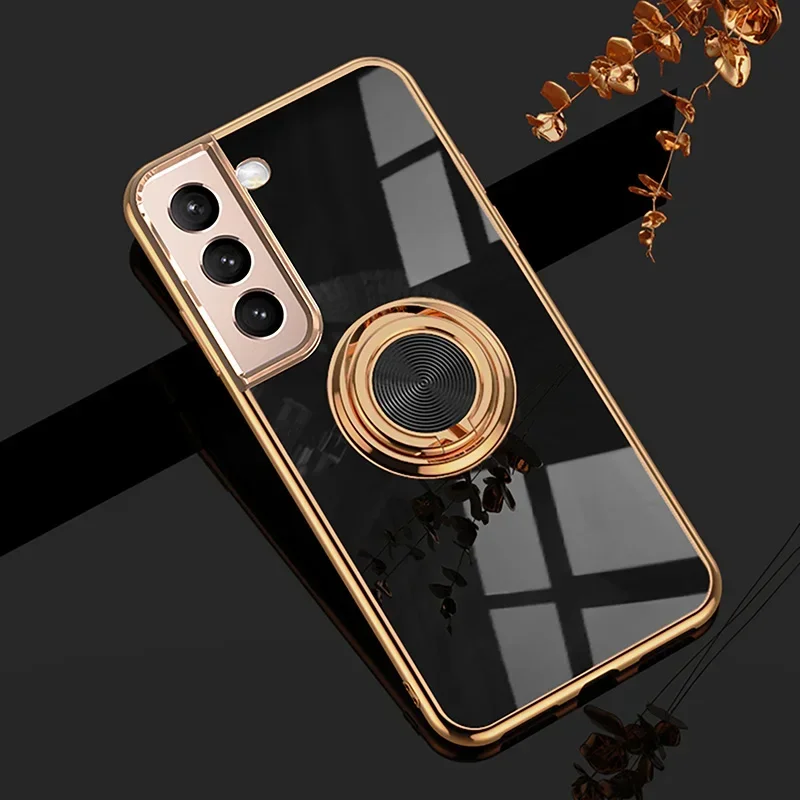 Electroplated Soft Back Phone Case with Ring Holder