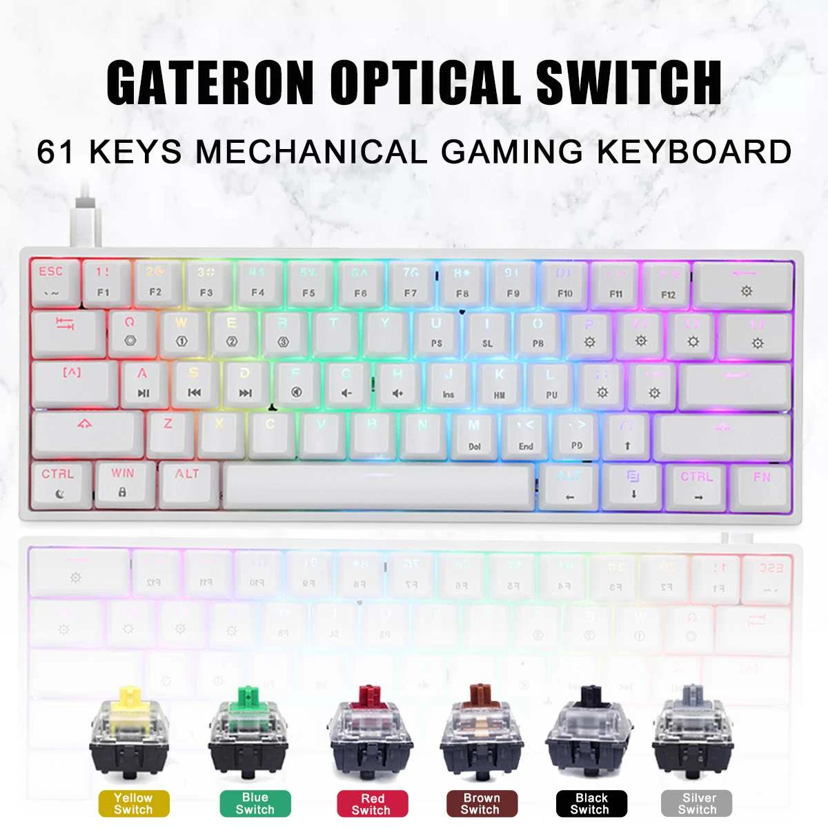GK61 61 Keys Wired Mechanical Keyboard USB RGB Backlit Keyboard HotSwap Gaming Mechanical Keyboard Gateron Switch mini computer keyboard