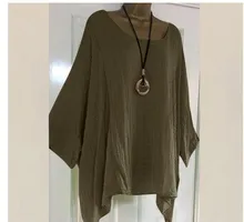  Womens Blouses Casual Tunics Batwing Sleeve Blouses Loose Solid O Neck Half Sleeve Shirt Plus Size Asymmetric Tops Blouse 2022 