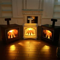Dollhouse Miniature Fireplace Glowing Stove Model House Furniture Kitchen Living Scene Christmas Decor Toy 2