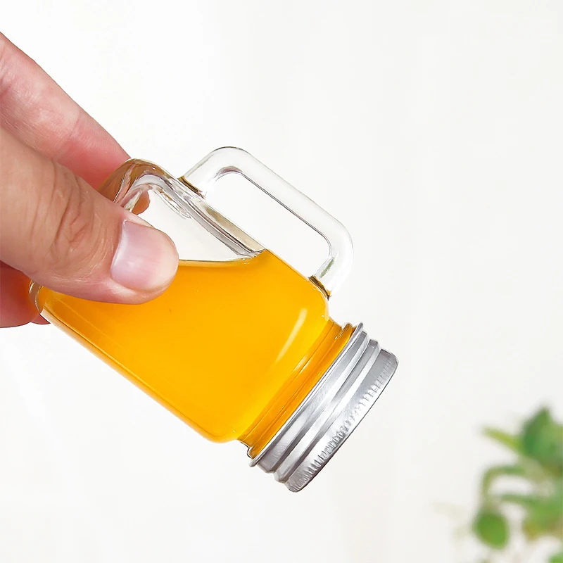 미니 잼 꿀 항아리 휴대용 누출 방지 커피 우유 주스 병, 뚜껑 포함, 홈 파티 바 보드카 스피릿 샷 유리, 40ml, 1 개 