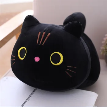 25 50cm Cute Soft Cat Plush Pillow Sofa Cushion Kawaii Plush Toy Stuffed Cartoon Animal Black