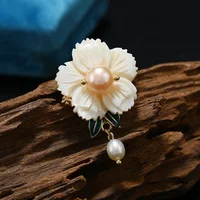 Vintage White Flower Brooch Retro Creative Elegant Plant Clothes Pins 3