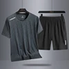Casual 2024 Breathable Summer T Shirt + Shorts for Men Set Two Piece Tracksuit Hip Hop Streetwear Running Sport Clothes Oversize 3