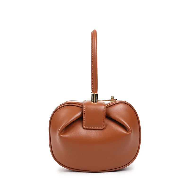 

High grade leather women's bag design handbag fashionable retro Wonton dumpling women's bag satchel