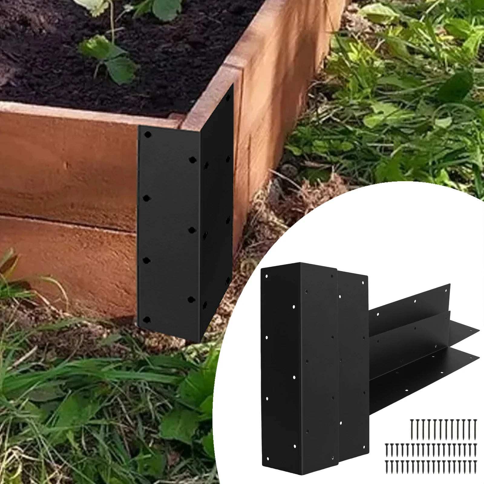 4Pcs Garden Bed Corner Bracket Noise Free Metal Garden Bed Corner Bracket Connector with Screws Rustproof Furniture Right Angle