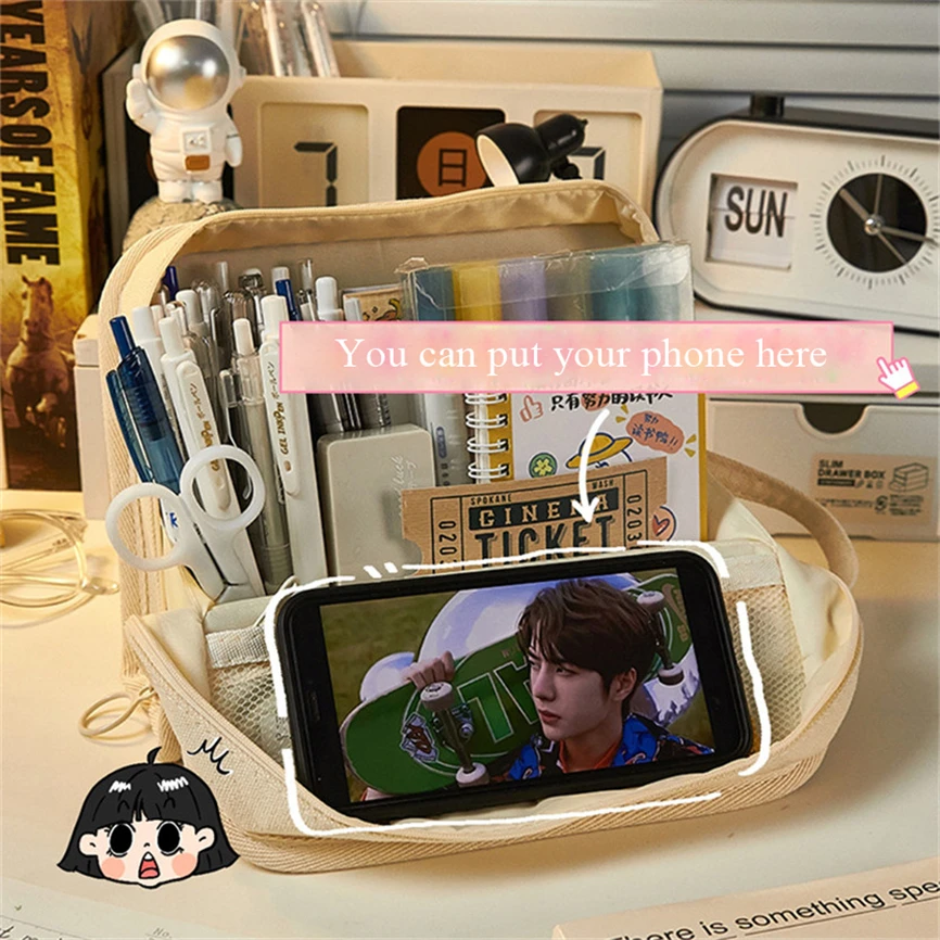 연필 케이스 한국어 문구 연필 케이스 소녀를위한 큰 가방 Estuches Estojo Escolar Kawaii Bear Pencilcases Productos Trousse