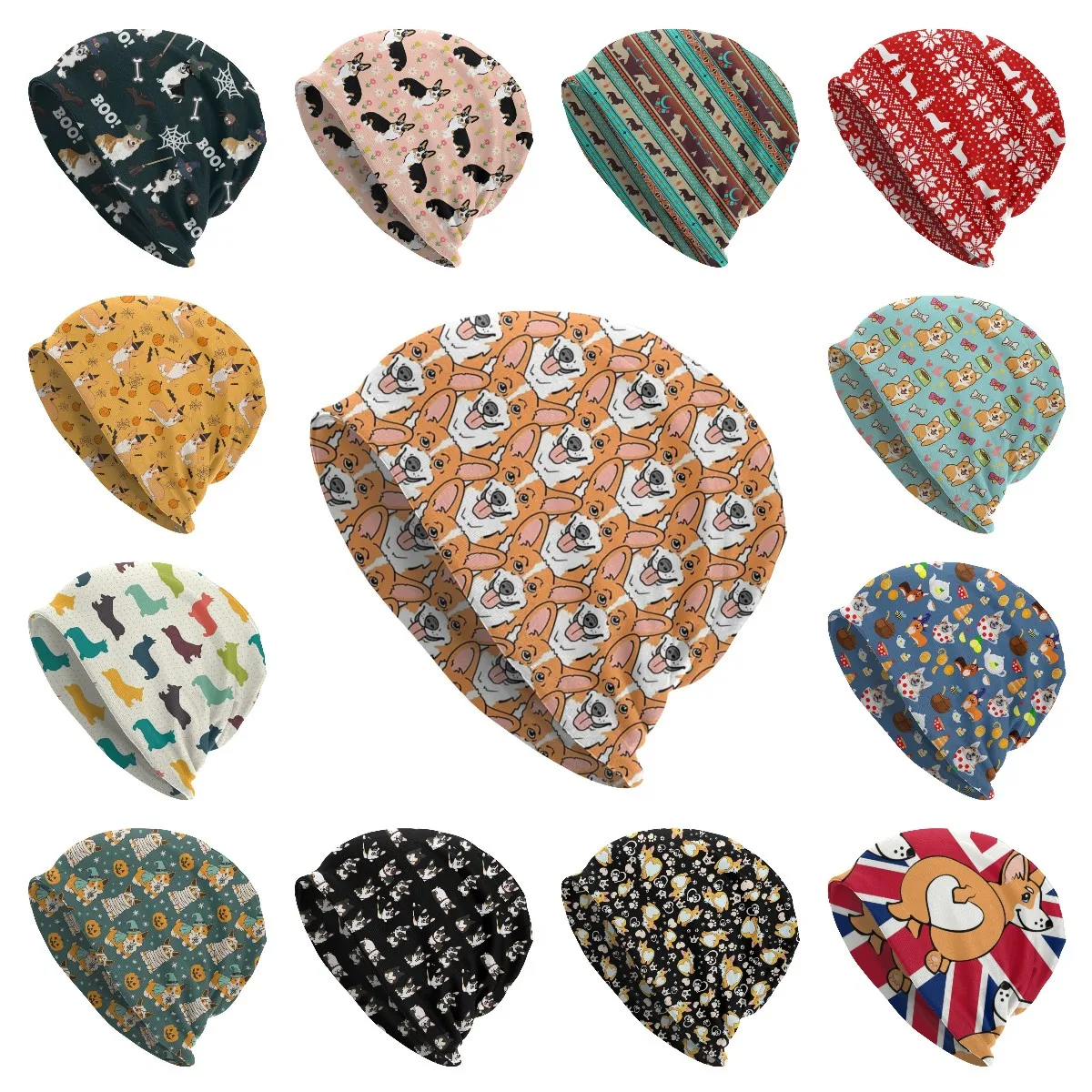 

Psychedelic Welsh Corgi Dog Skullies Beanies Caps Bonnet Winter Warm Knitted Hat Women Men Adult Beanie Hats Outdoor Ski Cap