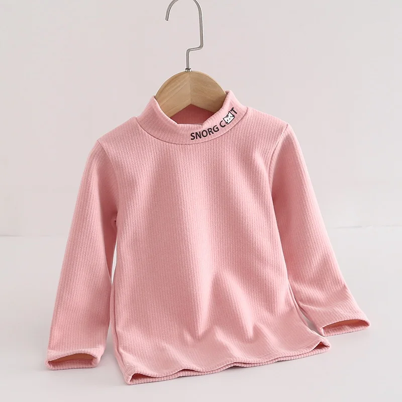 

6 Colors Children Girls Boys Clothes Spring Autumn Quality Solid Color Half-high Neck Long Sleeve Shirts Basic Tops Size 100-170