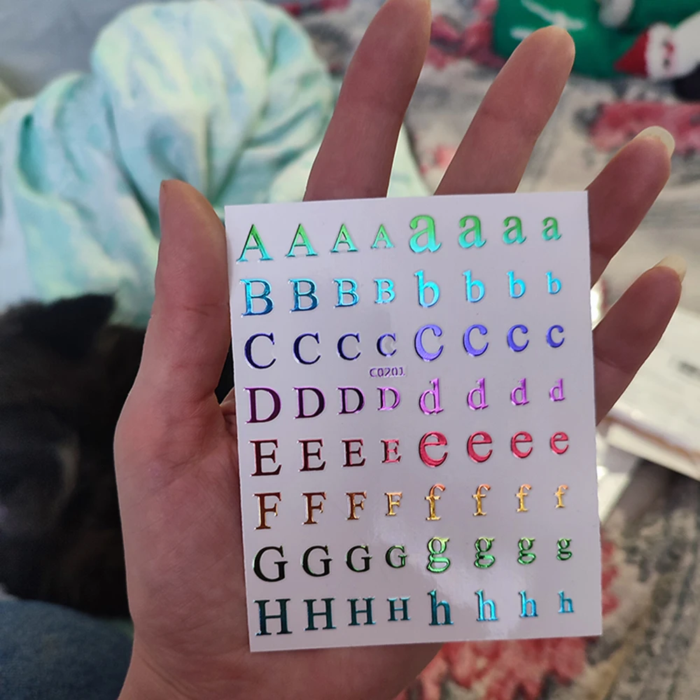 

1 PCS Laser Numbers Nail Art Stickers English Letter Design 3d Self Adhesive Decal DIY Manicure Decoration Slider Accessories &*