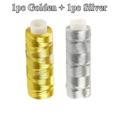 Gold and Silver Cross Stitch Thread Set for DIY Crafts and Sewing (1Golden 1Silver)