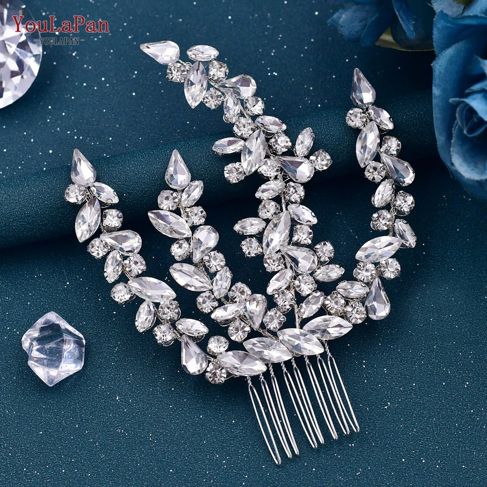 YouLaPan HP489 Bridal Headwear with Comb Woman Hair Clips Bride Wedding Hair Accessories Trendy Crystal Headdress for Party