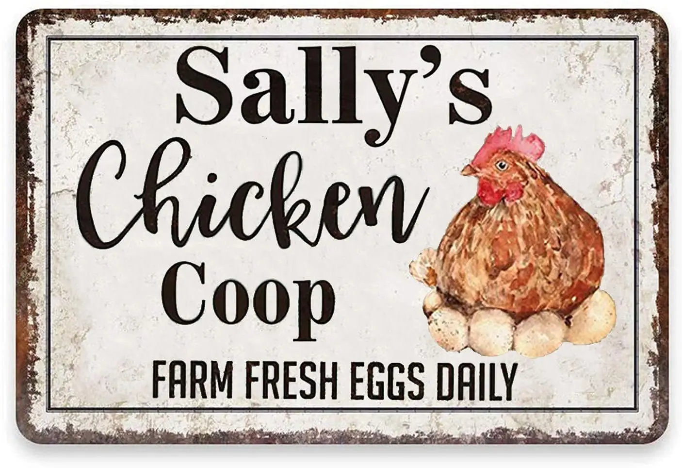

Chicken Coop Sign, Farm Fresh Eggs Daily Chicken Farmhouse Decor Metal Sign, Vintage Wall Art for Coop, Barn, and Patio Decor 1