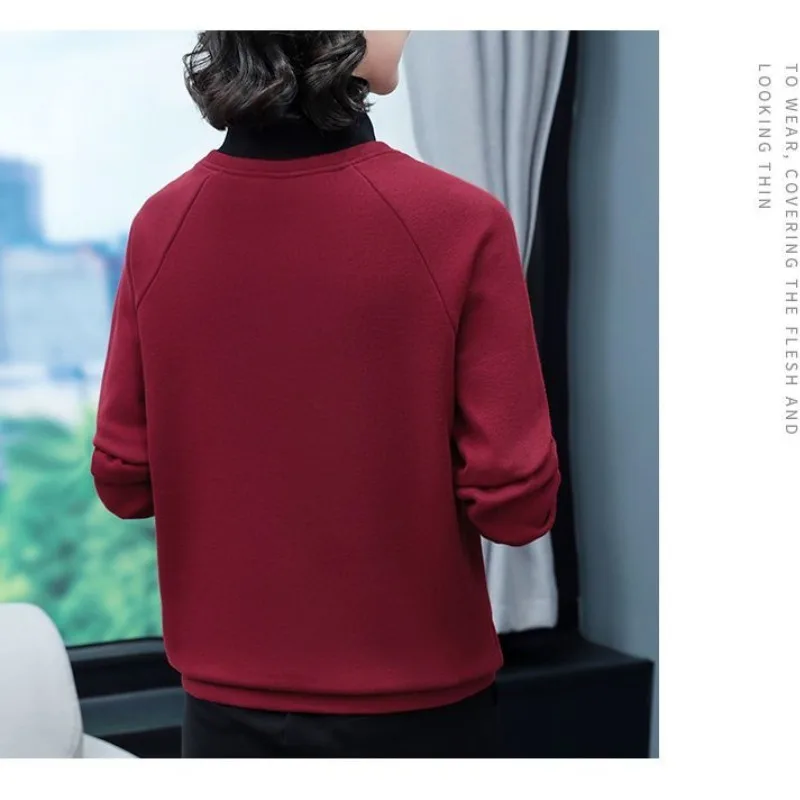 2023 Autumn and Winter Pure Cotton Women's Half High Neck Sweater Casual Elegant Loose Pullover Solid Color High Street Tops