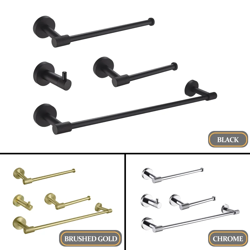 

Brushed Gold/Chrome/Black/ Bathroom Accessories Single Towel Bar Bathroom Robe Hook for Towel Ring Paper Tissue Holder