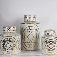Gold Grain Ceramic Cylinder Tank Airtight Storage Jar General Jar Vase Tissue Box Ceramic Handicraft Ornaments Vintage Bottle 1