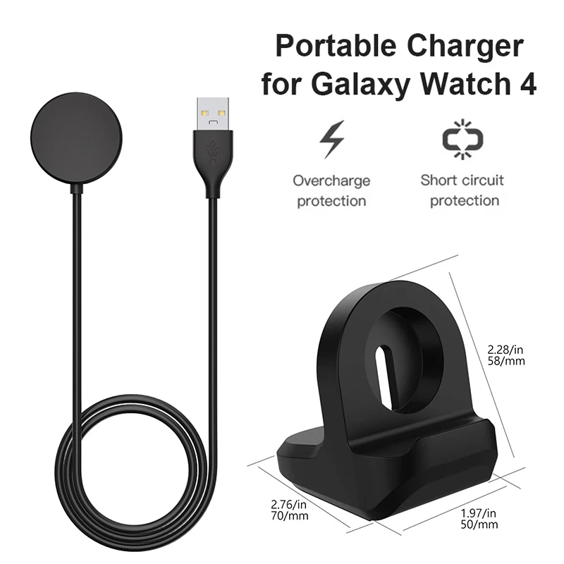 Кабель зарядного устройства для Samsung Galaxy Watch 5/5 Pro/4/3, универсальный кронштейн для Samsung Watch 4, USB-адаптер для зарядки, кабель-подставка
