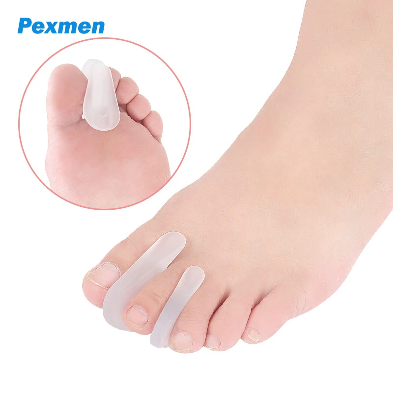 Pexmen 2Pcs Gel Soft Transparent A-shaped Toe Separator Thumb Bunion Overlapping Toes Correcttor Pain Relief Foot Care Tool