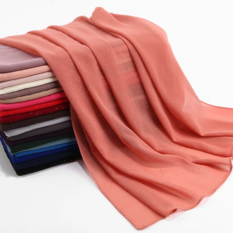 

Luxurious Hijab 10pcs/lot Scarf Women Bubble Chiffon Shawls Pinkycolor Satin Hijab Muslim Scarves/scarf Glitter Wraps Wholesale