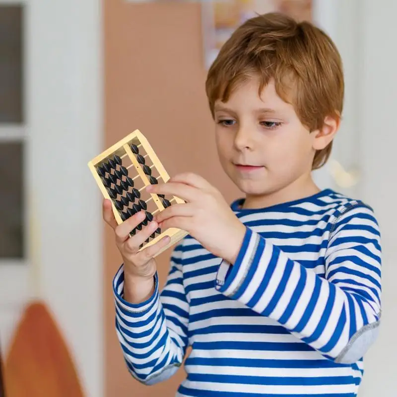 Chinese Abacus 7 Digit 5 Beads Column Abacus Black Bead Educational Counting Funny Math Learning Tool For Children