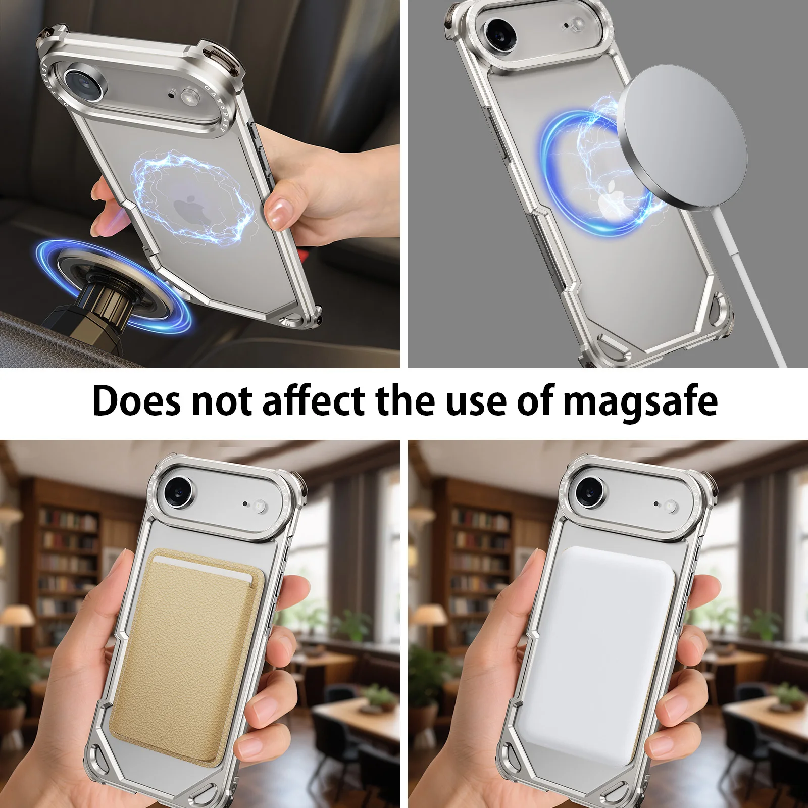 Eary for iPhone 17 Air Phone Case Magsafe Aluminum Alloy Metal Frameless Shells Minimalist Anti-Drop Shockproof Protective Cover