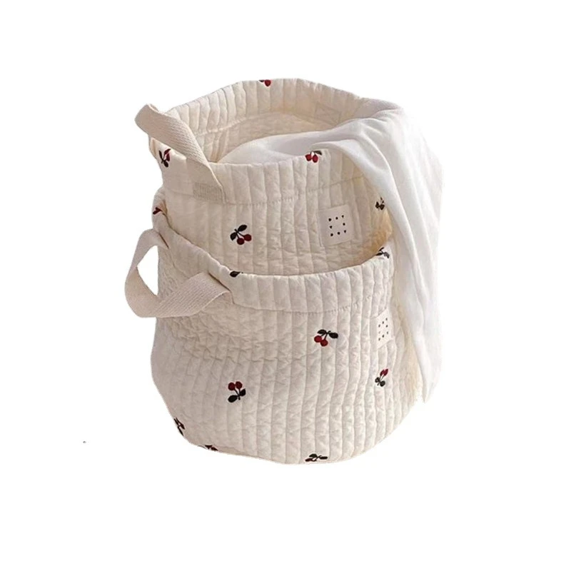 

Baby Clothes Diaper Storage Basket Ins Style Portable Finishing Bag Cotton Embroidery Anti-mite Anti-allergy Embroidery Bag