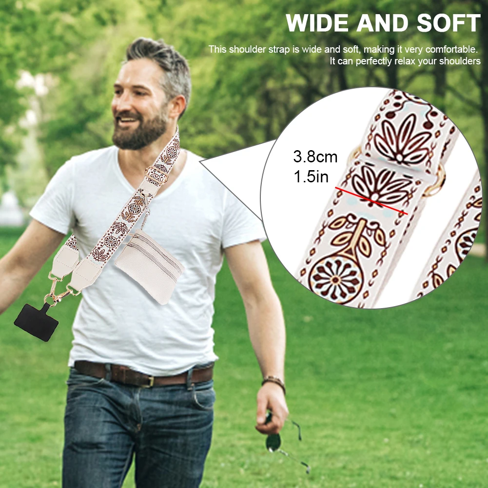Adjustable Nylon Phone Lanyard with Pouch for Keys and ID