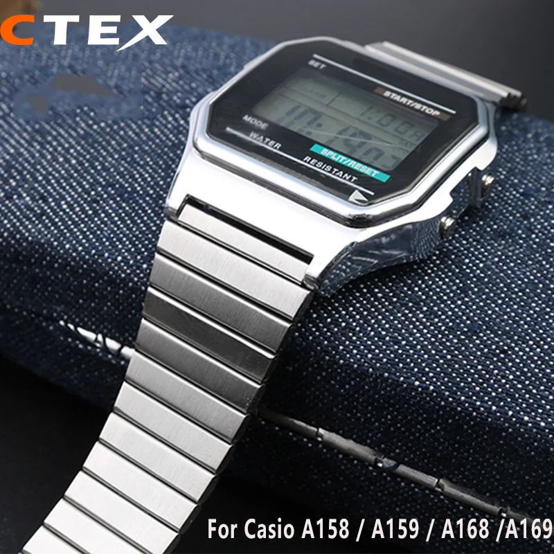 tillykke sammenholdt pad Stainless Steel Watchband 18mm For Casio A158 / A159 / A168 /a169 /b650  /aq230 A168w/a158w Mrw200/aeq-110 Metal Bracelet Strap - Watchbands -  AliExpress