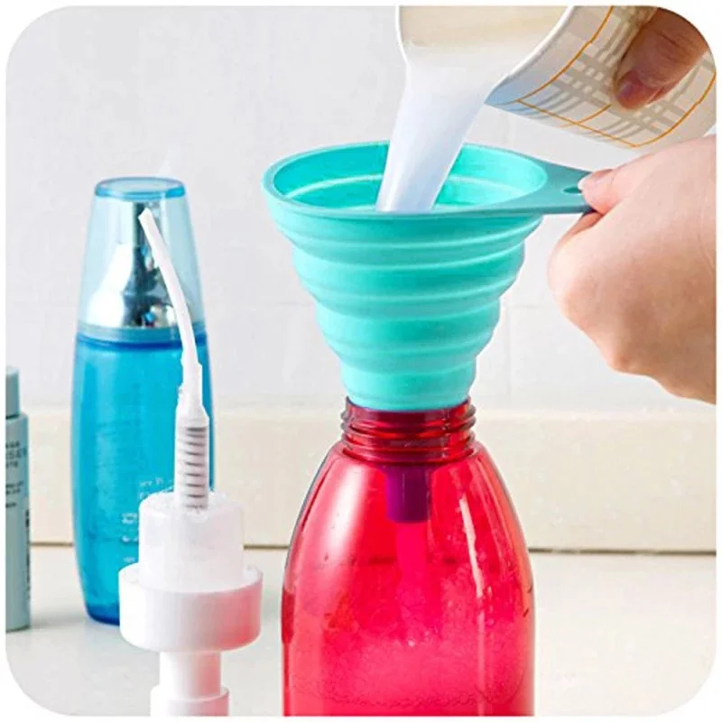 1pcs Silicone Collapsible Portable Funnel Kitchen Tools Kitchen Accessory Foldable Funnel Household Liquid Distribution