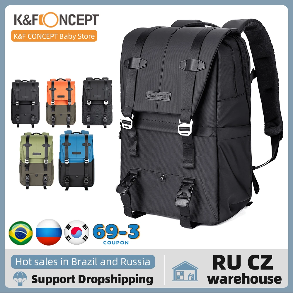 K&F CONCEPT Fashion Camera Backpack Waterproof Camera Bag 20L Large