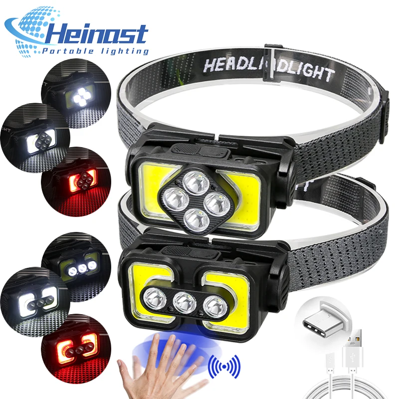 

Sensor Headlamp Strong Light Head Lamp Portable Flashlight Rechargeable Emergency Lighting Built-in Battery USB Charging