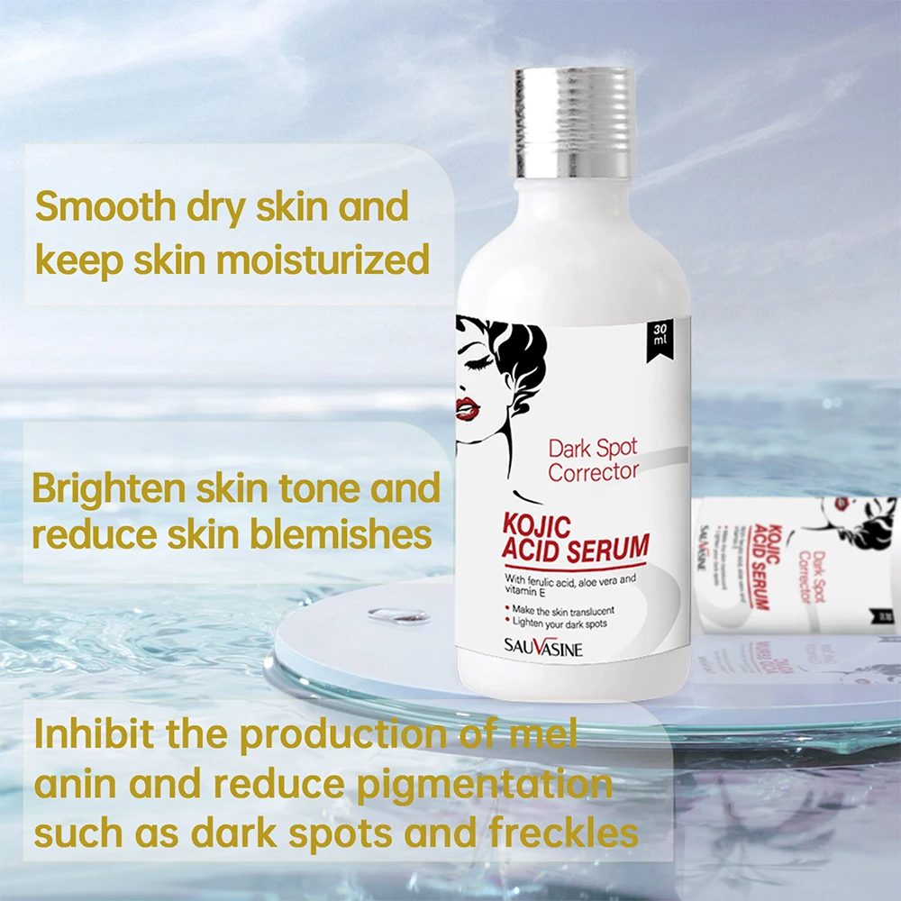 30ml Kojic Acid Serum Strong Brightening Whitening Cream Spots Fine Lines Lighten Skin Tone Rejuvenating Antiage Face Skin Care 4