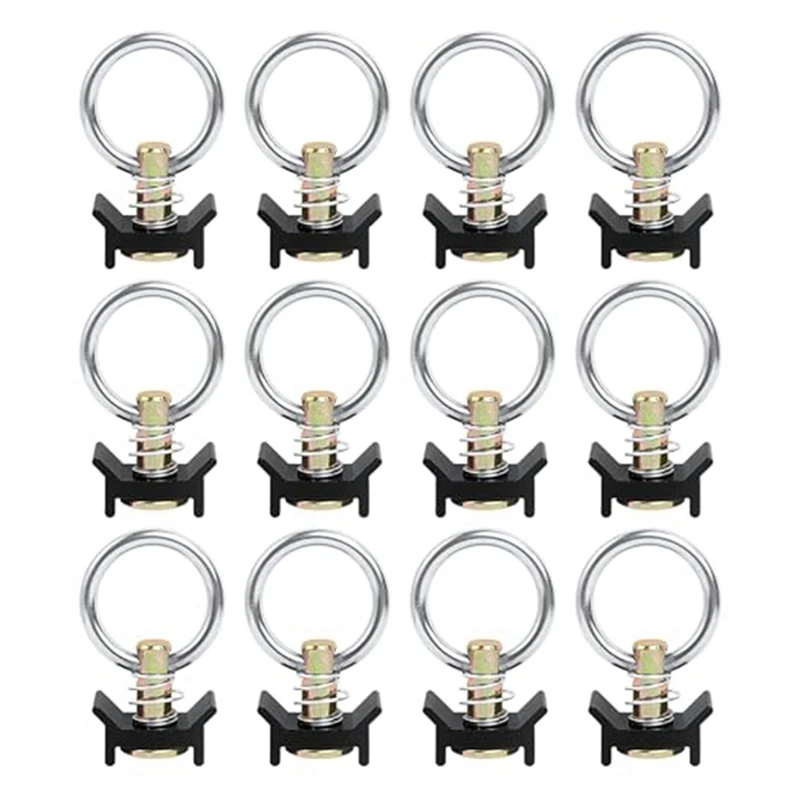 

Single Stud Fitting Tie Down Anchor 4,000LB Capacity With Stainless Steel Round Ring Aluminum Keeper Cargo Control, 12PCS Black