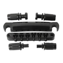6-String Electric Guitar Tune-O-Matic Bridge and Tailpiece Set with Mounting Posts (Black)