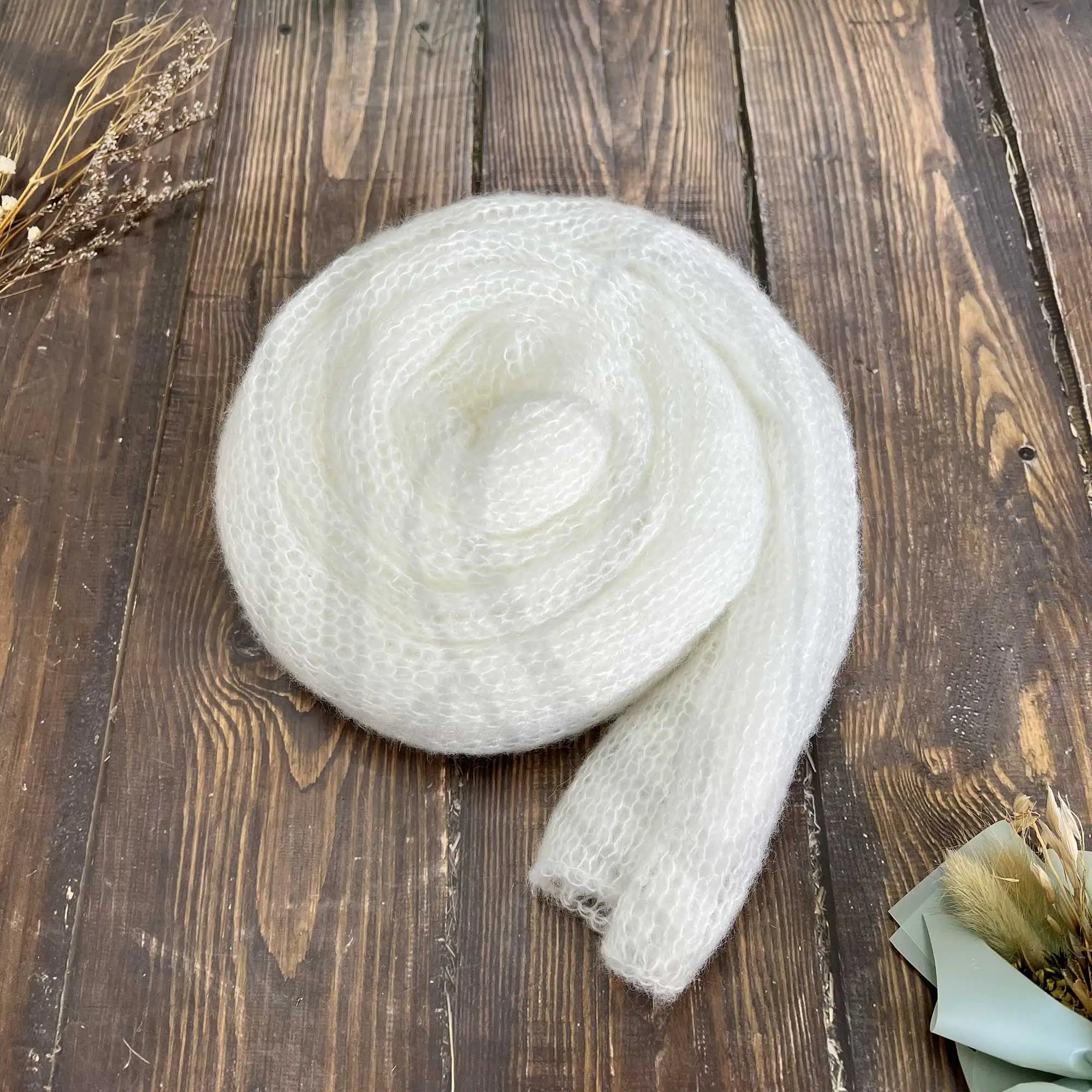 Don&Judy Soft Baby Photography Props Stretchy Wrap Hand Knit Mohair for Newborn Infant Photo Shoot Accessories Babyshower Gifts 2
