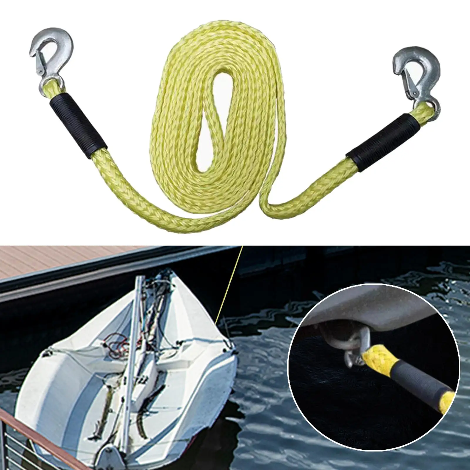 Tow Strap with Hooks Trailer Rope Tow Rope for Emergency Tree Saver Vehicles