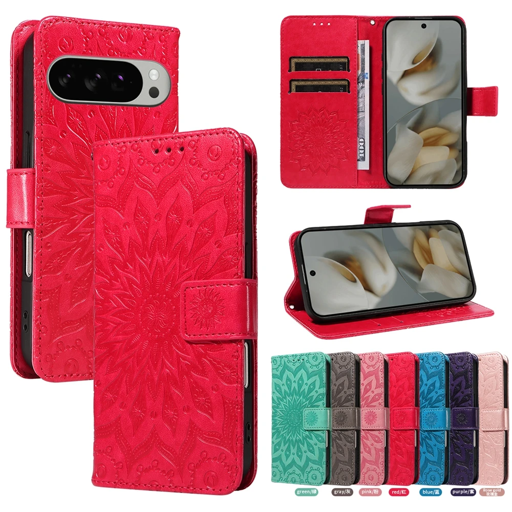 Sunflower Wallet Card Slots Magnetic Flip Leather Phone Case