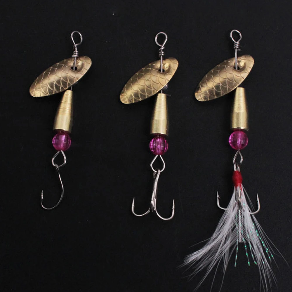 BladeRotatingSpinnerMetalLureBrassHardArtificialSpoonBait