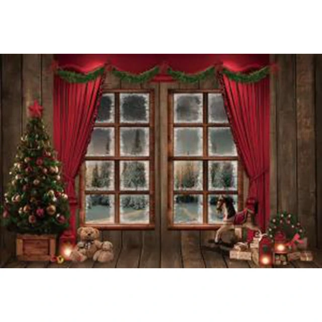 Yeele Christmas Tree Gift Photocall Backdrop Window Fireplace Baby Family Portrait Photography Backgrounds For Photo Studio 3