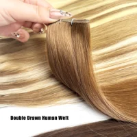 Extensions de cheveux humains Genius Trame 100G paquets blonds doubles dessinés trame de cheveux vierges droites invisibles extrémité complète qualité supérieure 2