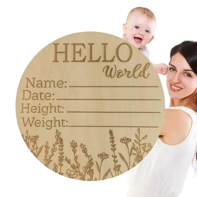 

Engraved Birth Stats Sign Newborn Announcement Welcome Baby Card DIY Wooden Card Birth Gift Baby Stage Card
