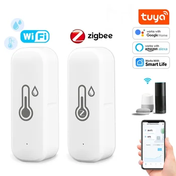 Tuya Zigbee/Wifi Smart Temperature And Humidity Sensor Battery Powered Thermometer APP Smart Home Security Work With Google Home 1