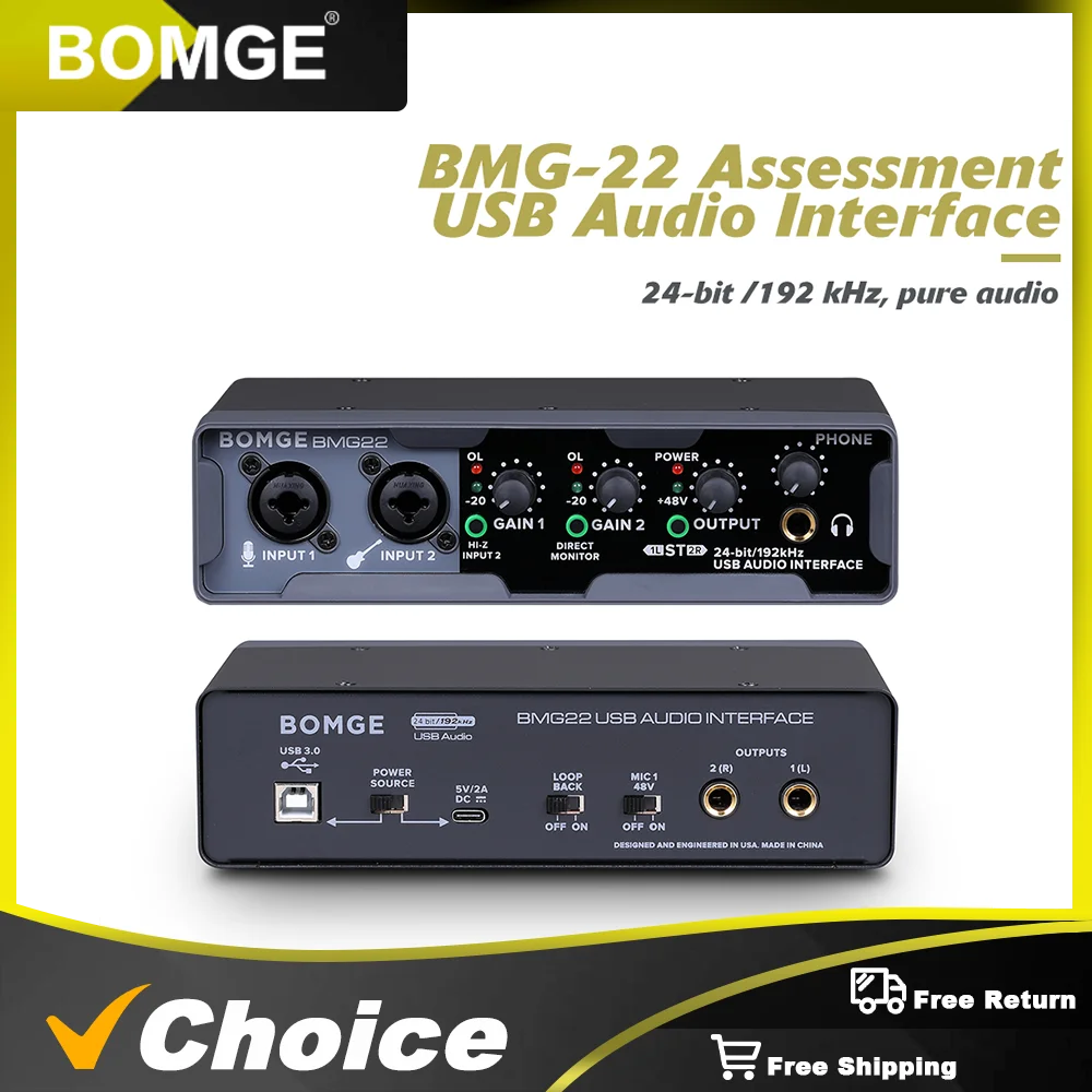 BOMGEUSBAudioInterfacemixer24bit192kHzwithXLRPhantomPower