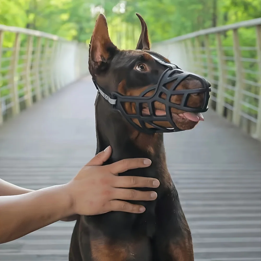 Big Dog Muzzle Mouth Cover Prevent Biting Screaming Eat Small Large Dog Masks Pet Bark Stopper Bar Reflective Tape dog muzzle